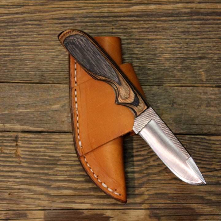 3" Blade Belt Knife with Buckskin Wood Handle