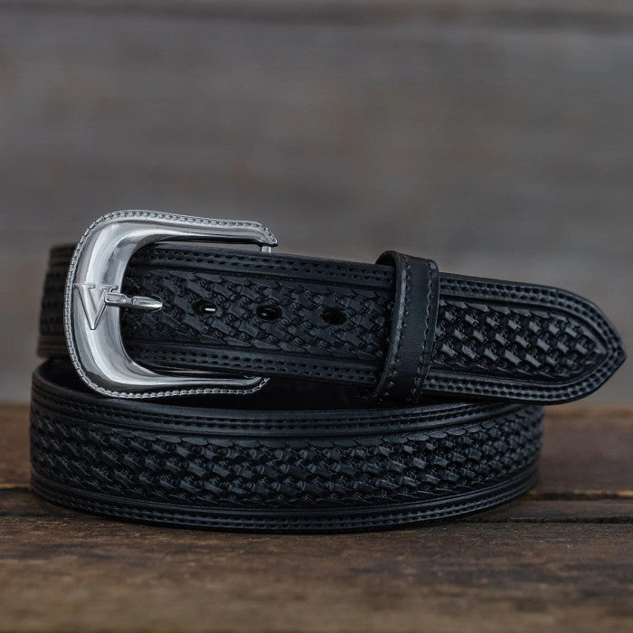 Black Basket Weave Belt - 1 1/2 Straight
