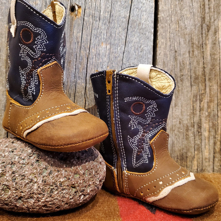 Cowboy Baby Winterlaarsjes Wee Squeak Toddler Brown Western Squeaky Boots  With Zipper