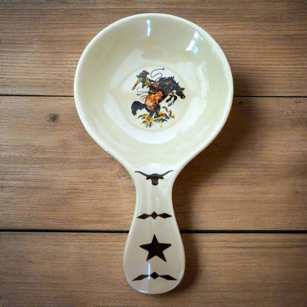 Custom Cowboy Shop - Western Spoon Rest with Bronc