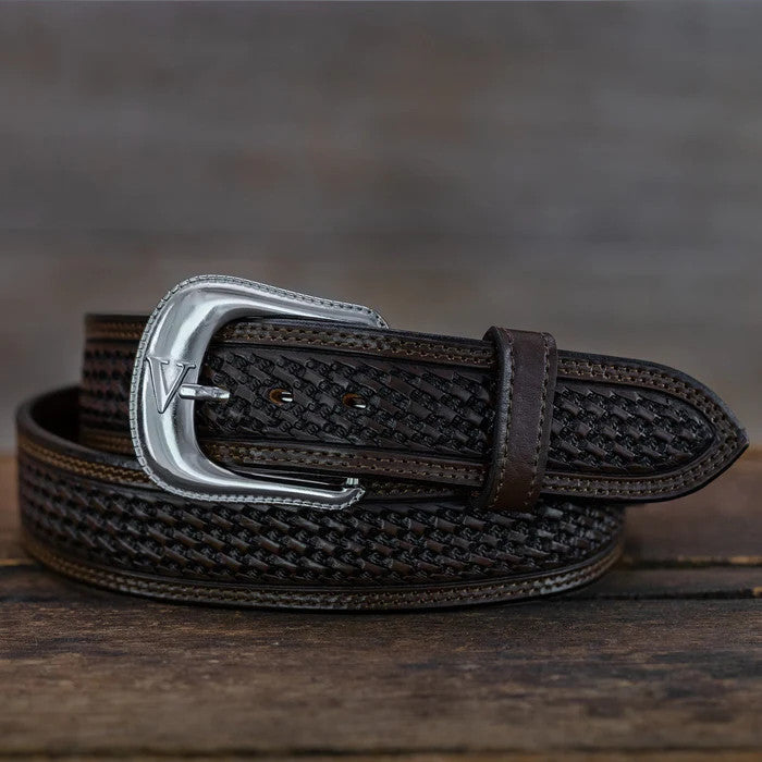 Chocolate Basket Weave Belt - 1 1/2" Straight