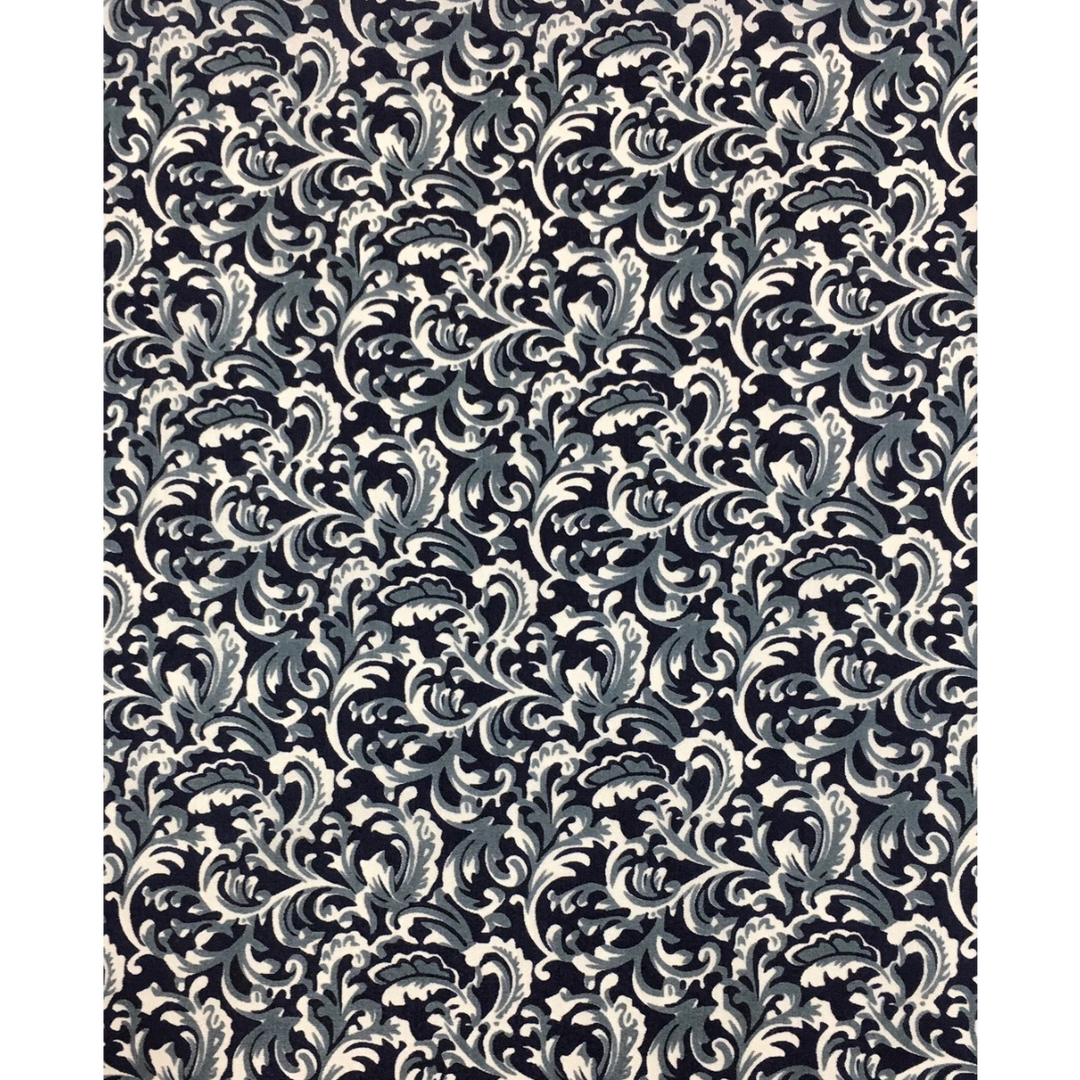 Navy Calico Print Silk Scarf