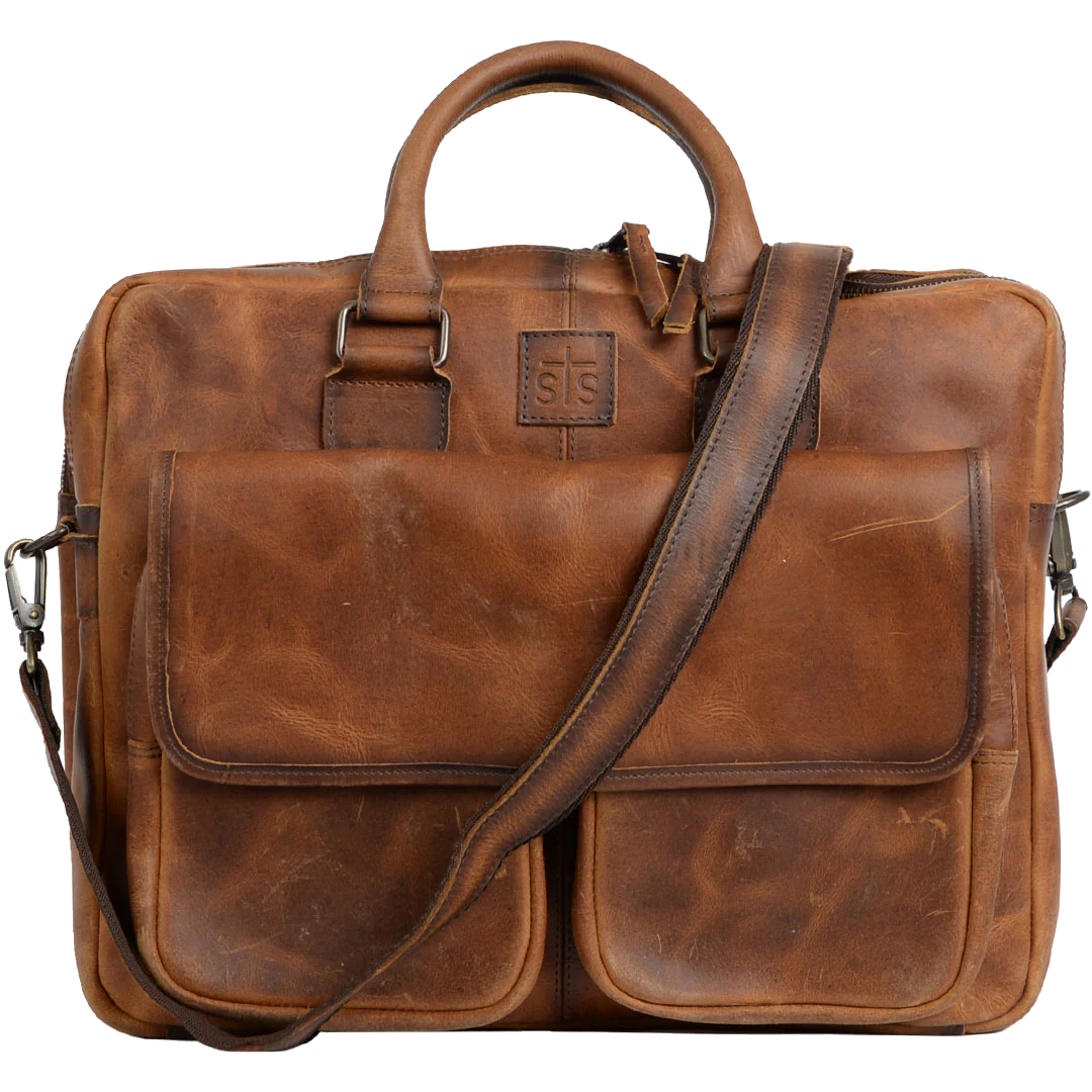 Leather Messenger Bag with Outside Pockets