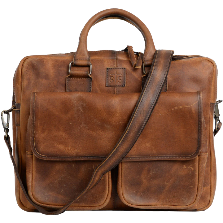 Leather Messenger Bag with Outside Pockets