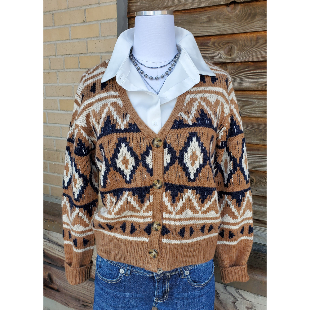 Stetson Womens Aztec Print Cardigan Sweater – Custom Cowboy Shop