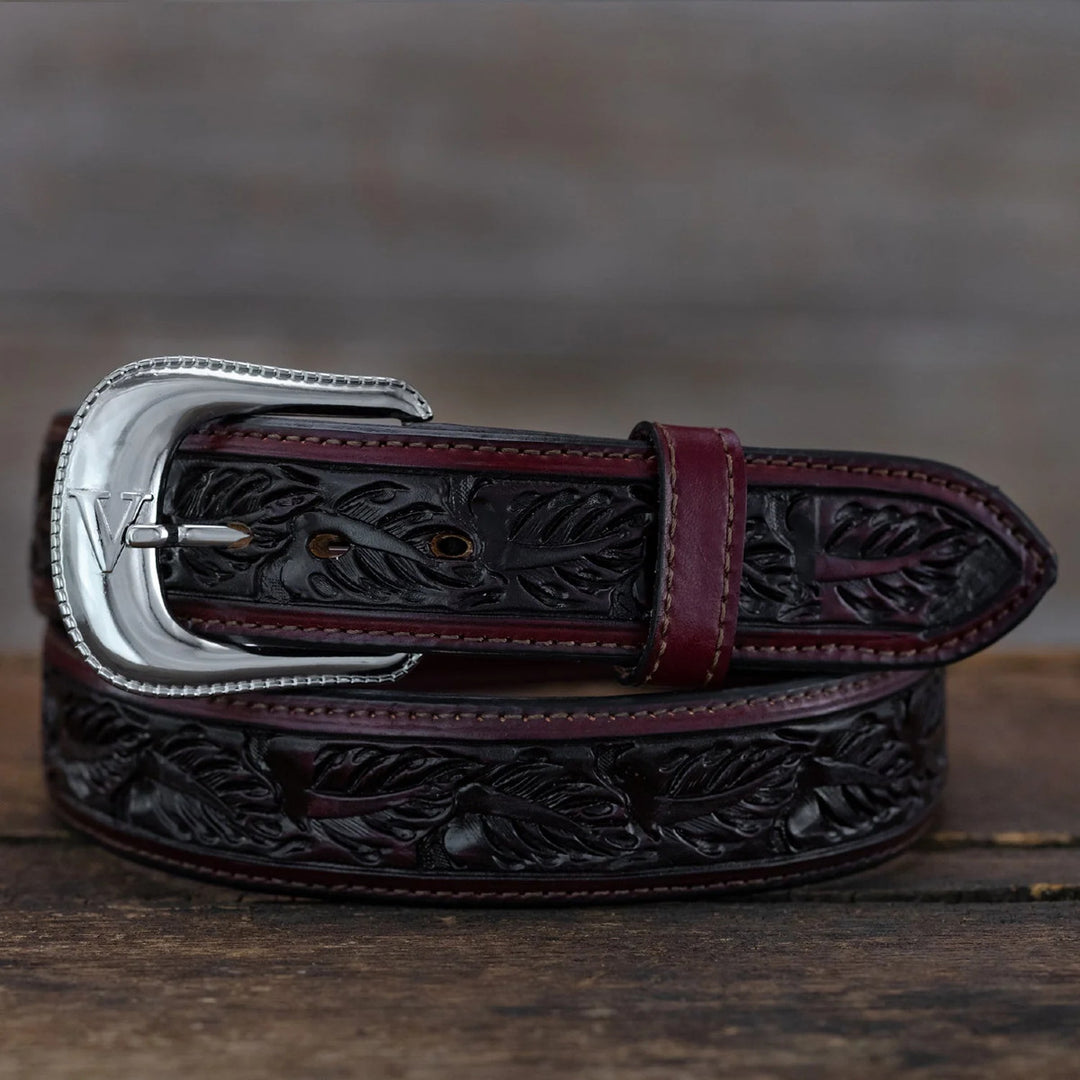 Saddle Brown Tooled Belt - 1 1/2" Straight