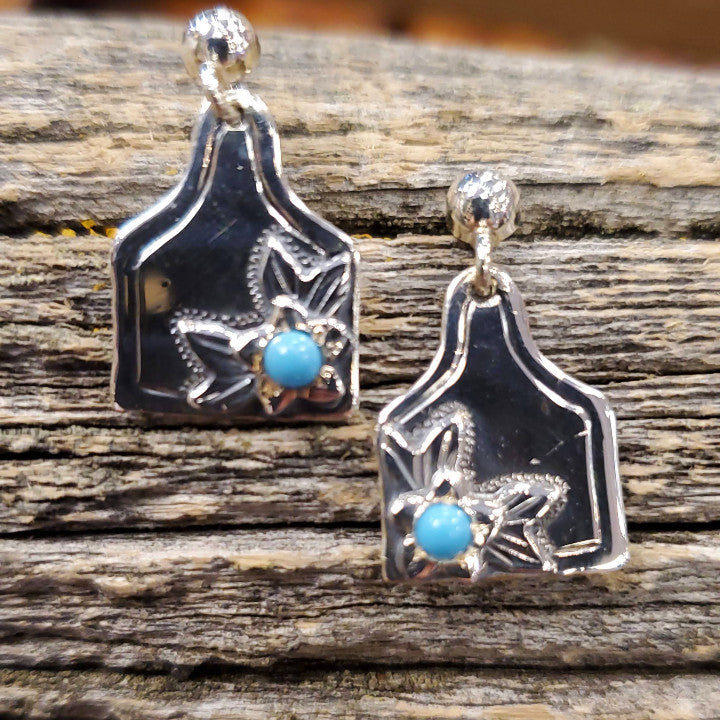 Turquoise Blossom Eartag Sterling Earrings