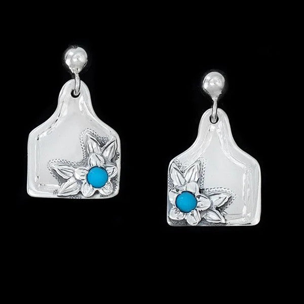 Turquoise Blossom Eartag Sterling Earrings