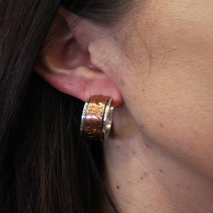 Copper and Silver Hoop Earrings