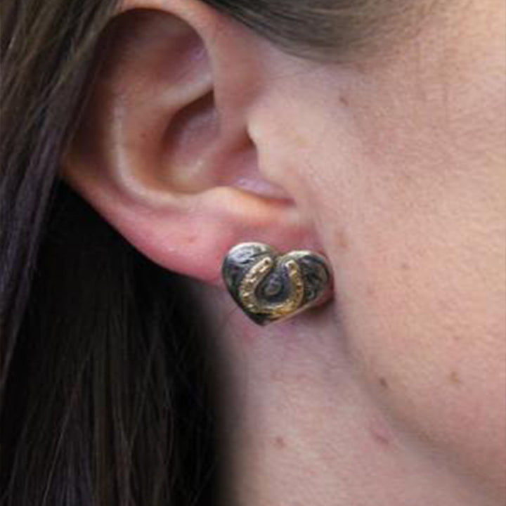 Sterling Hearts with Lucky Horseshoe Earrings