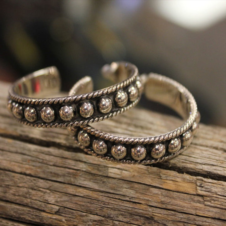 Sterling Hoop Earrings with Beads - Large