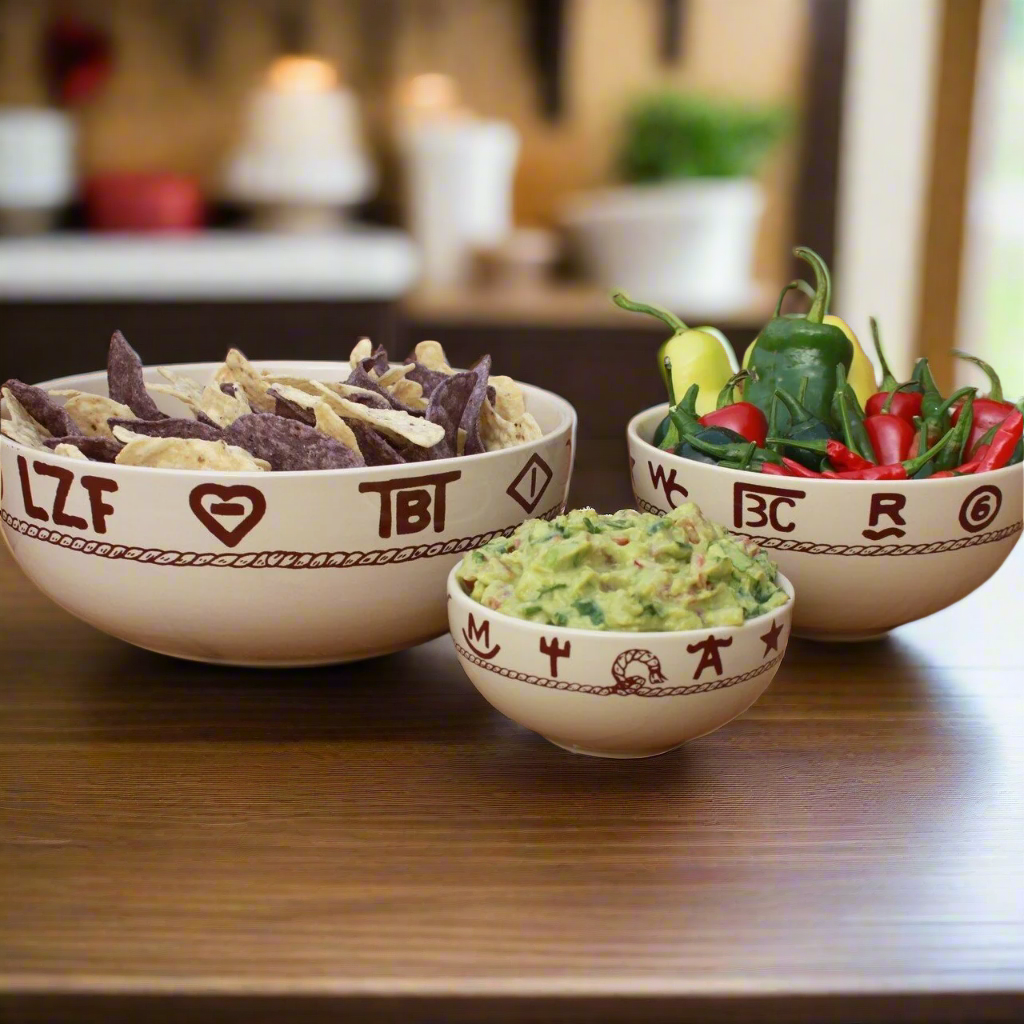 Custom Cowboy Shop - Three Piece Ceramic Bowl Set with Brands