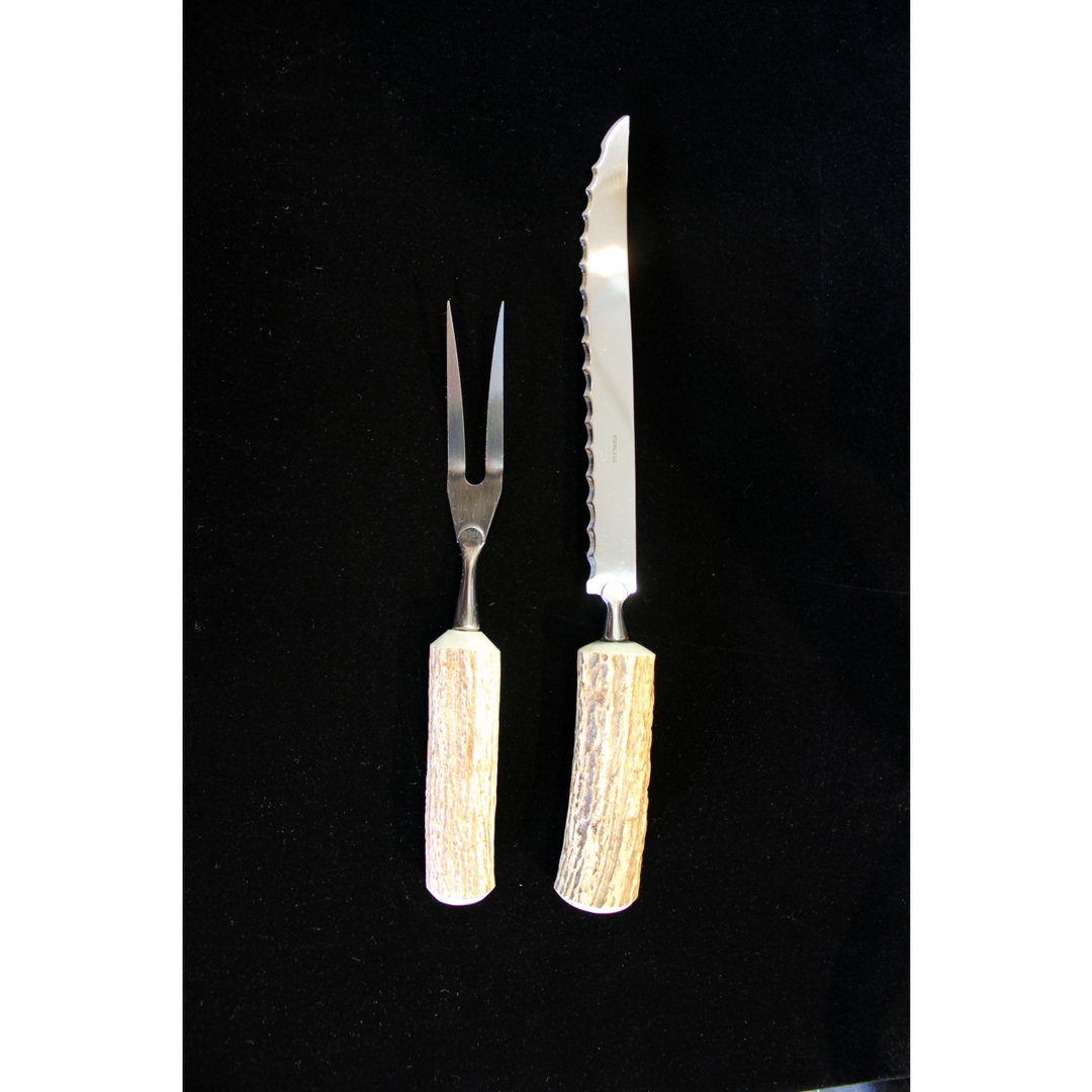 Two Piece Antler Handle Carving Set