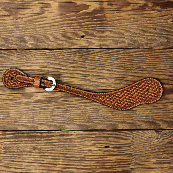 Basket Tooled Curved Spur Straps