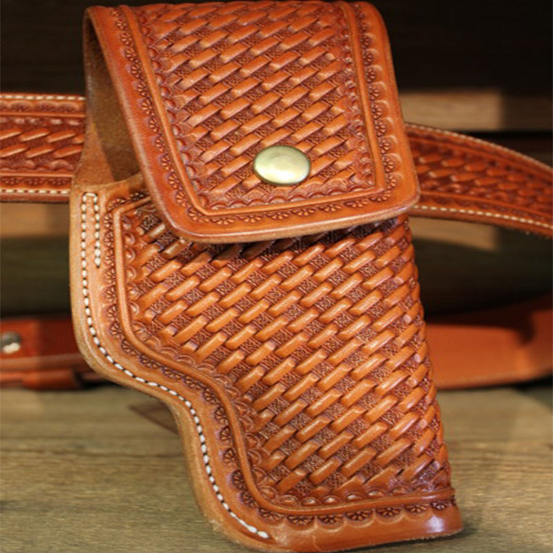 Basket Stamped Gunbelt & Holster