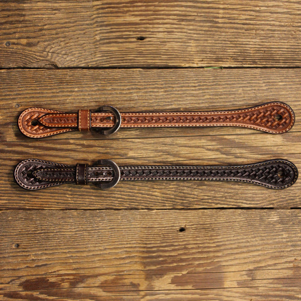 Basket Tooled Straight Spur Straps