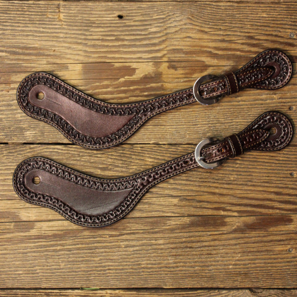 Border Tooled Curved Spur Straps