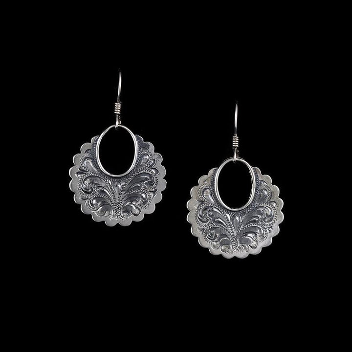 Scalloped Edge Sterling Silver Earrings
