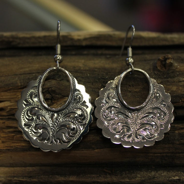 Scalloped Edge Sterling Silver Earrings