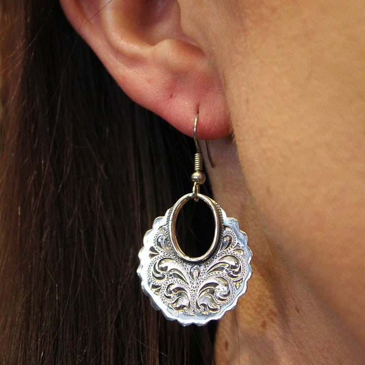 Scalloped Edge Sterling Silver Earrings