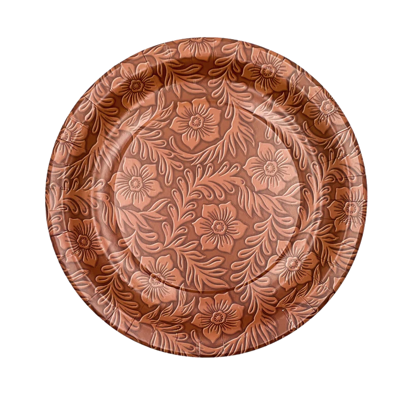 Tooled Leather Paper Dinner Plates