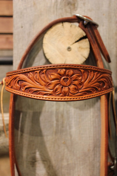 Flower Tooled Old Timey Headstall