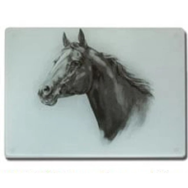 Glass Cutting Board with Quarter Horse Image