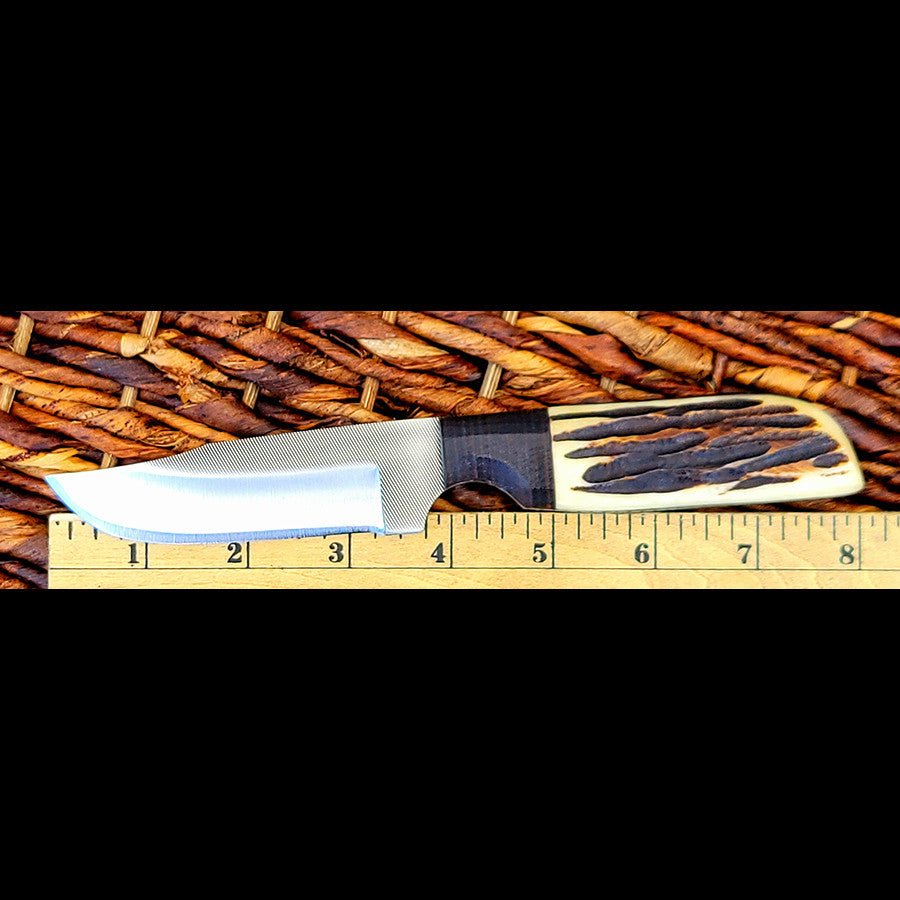 4" Blade Belt Knife Bone and Coffee Wood Handle Custom Cowboy Shop