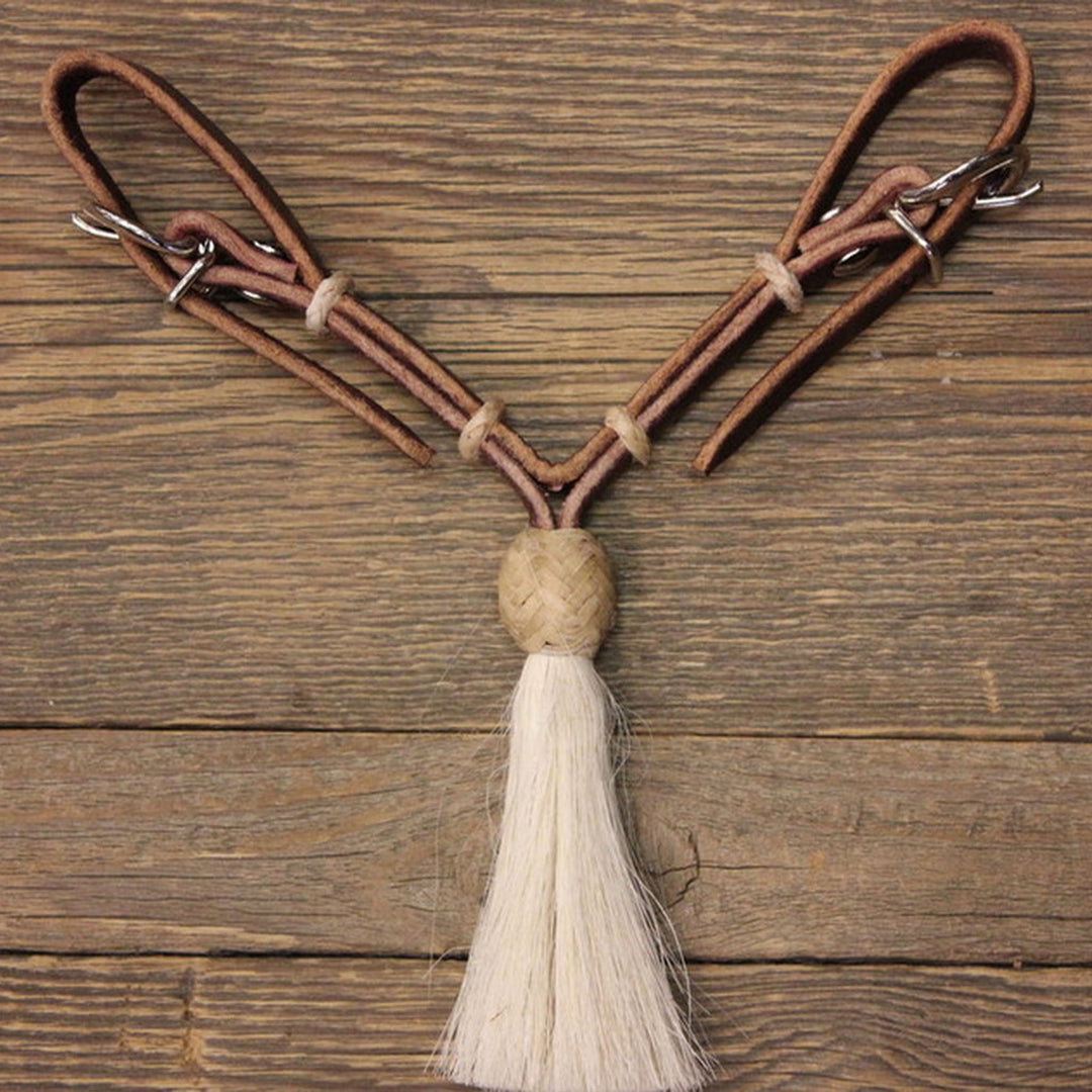 Latigo Curb Strap with Horsehair Tassel and Buckles