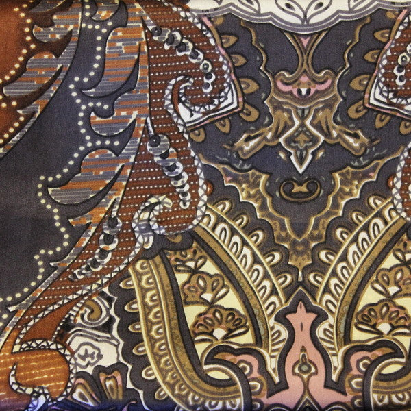 Maverick Brown Paisley Charmeuse Silk Scarf