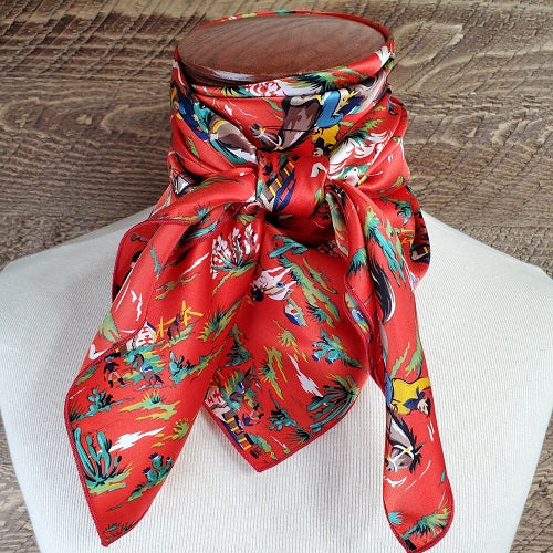 【RED】【別注】KAPTAIN SUNSHINE / Cowboy Silk Scarf Retro Cowboy Silk Charmeuse Scarf - Red – Custom Cowboy Shop