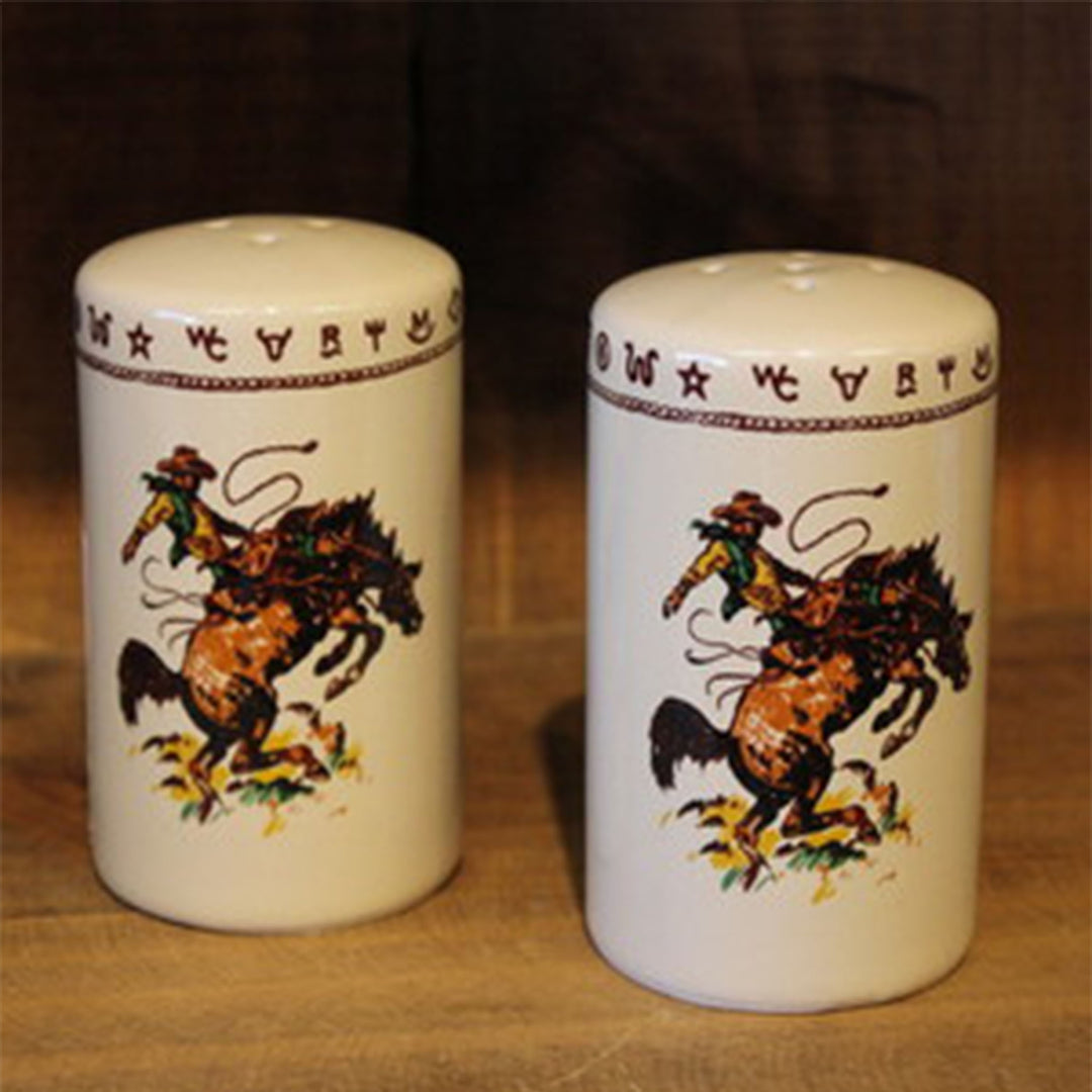 Ceramic Salt & Pepper Shakers - Bronc