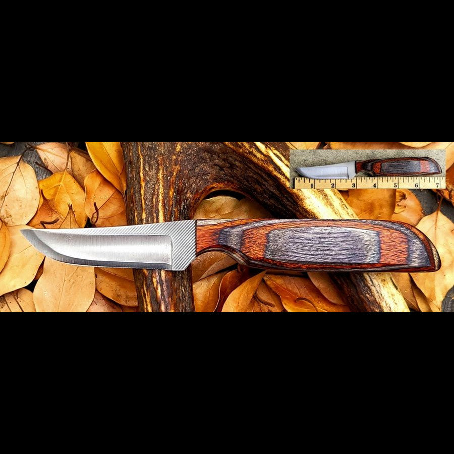 3" Blade Belt Knife Coffee Wood Handle