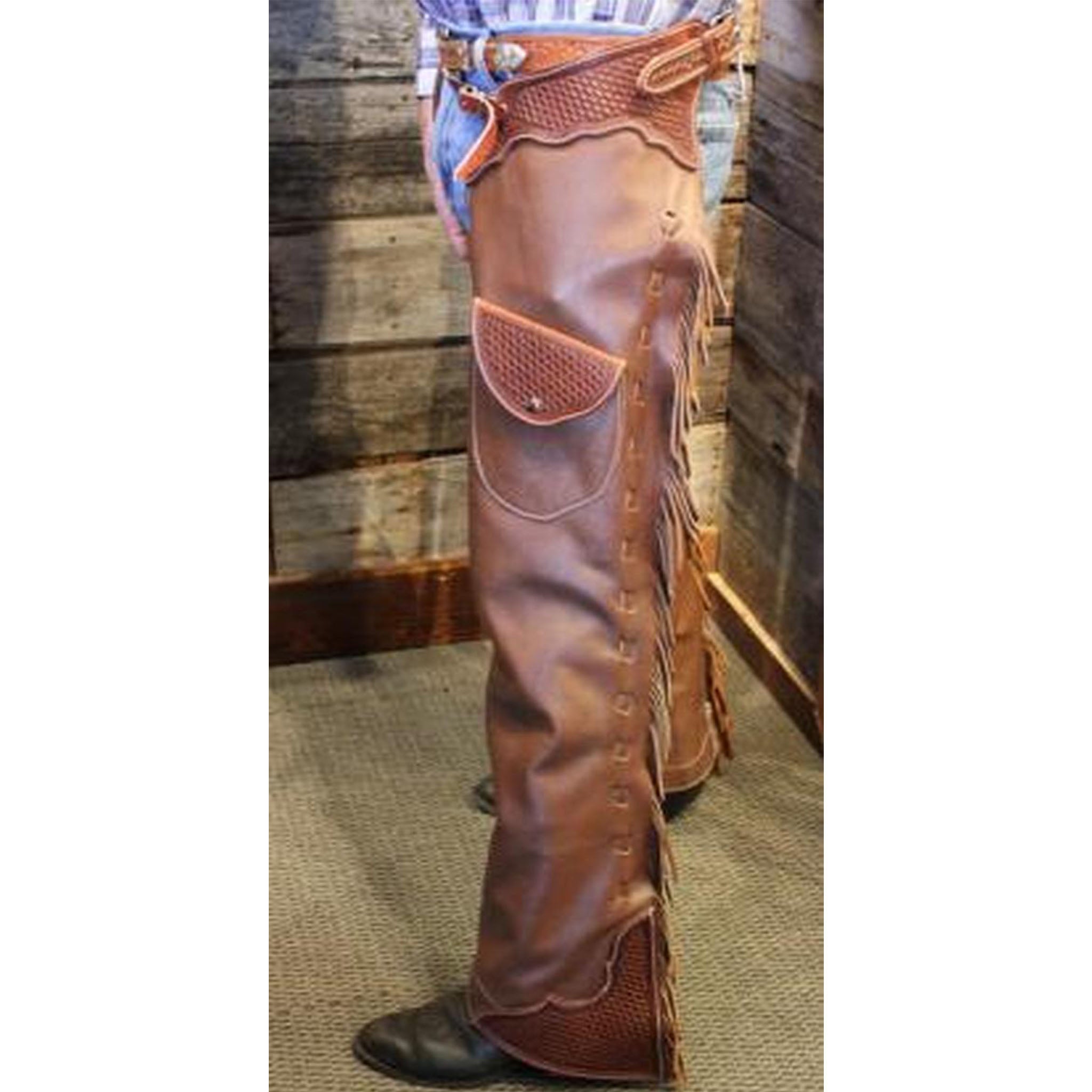 Basket Trim Shotgun Chaps with Pockets – Custom Cowboy Shop
