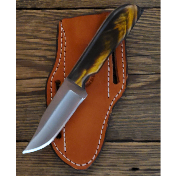3 1/2" Blade Belt Knife with Smooth Golden Buffalo Handle