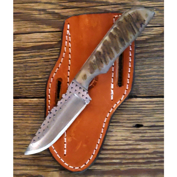 3 3/4" Diamondback Blade Belt Knife with Horn Handle