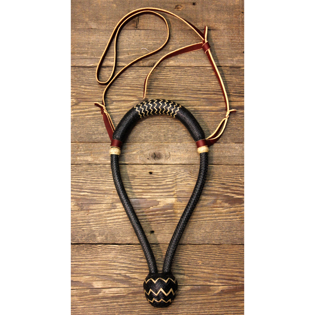 60 Plait Bosal Rawhide with Accented Dyed Rawhide and Spacer
