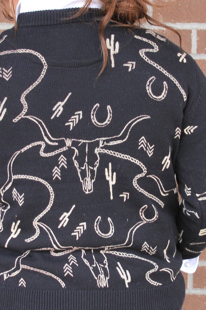 Ainsley Western Print Sweater