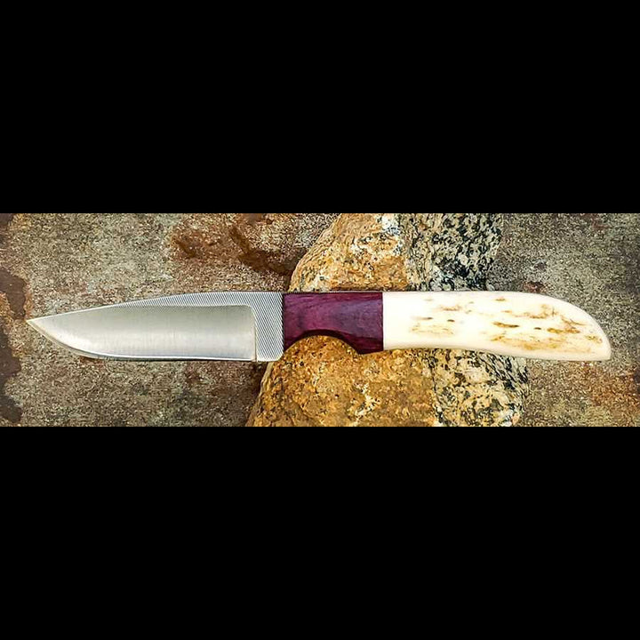 2 1/2" Blade Knife Purple Wood and Elk Handle