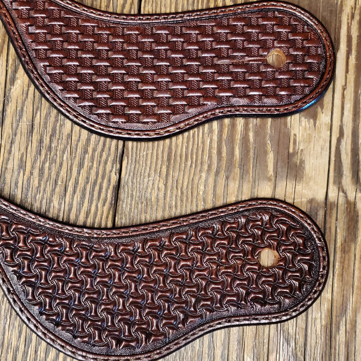 Basket Tooled Curved Spur Straps