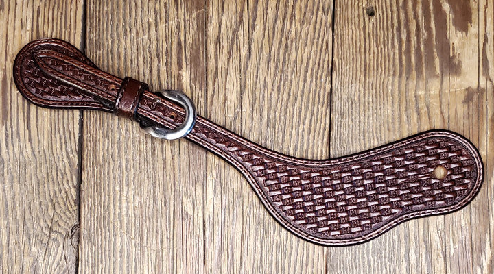 Basket Tooled Curved Spur Straps
