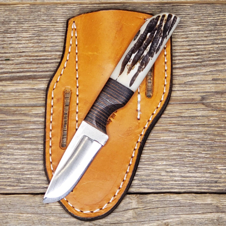 2 3/4" Blade Knife - Coffee Colored Wood and Bone Handle