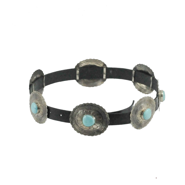 Oval Concho Belt with Turquoise