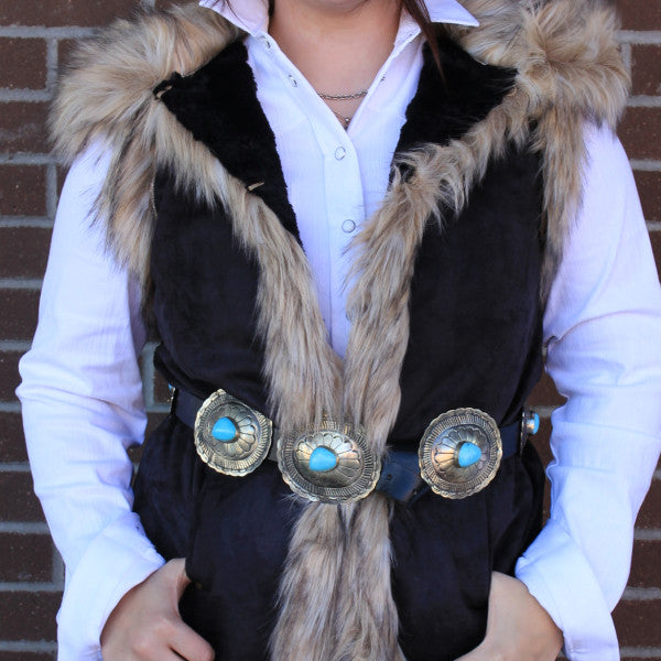 Oval Concho Belt with Turquoise