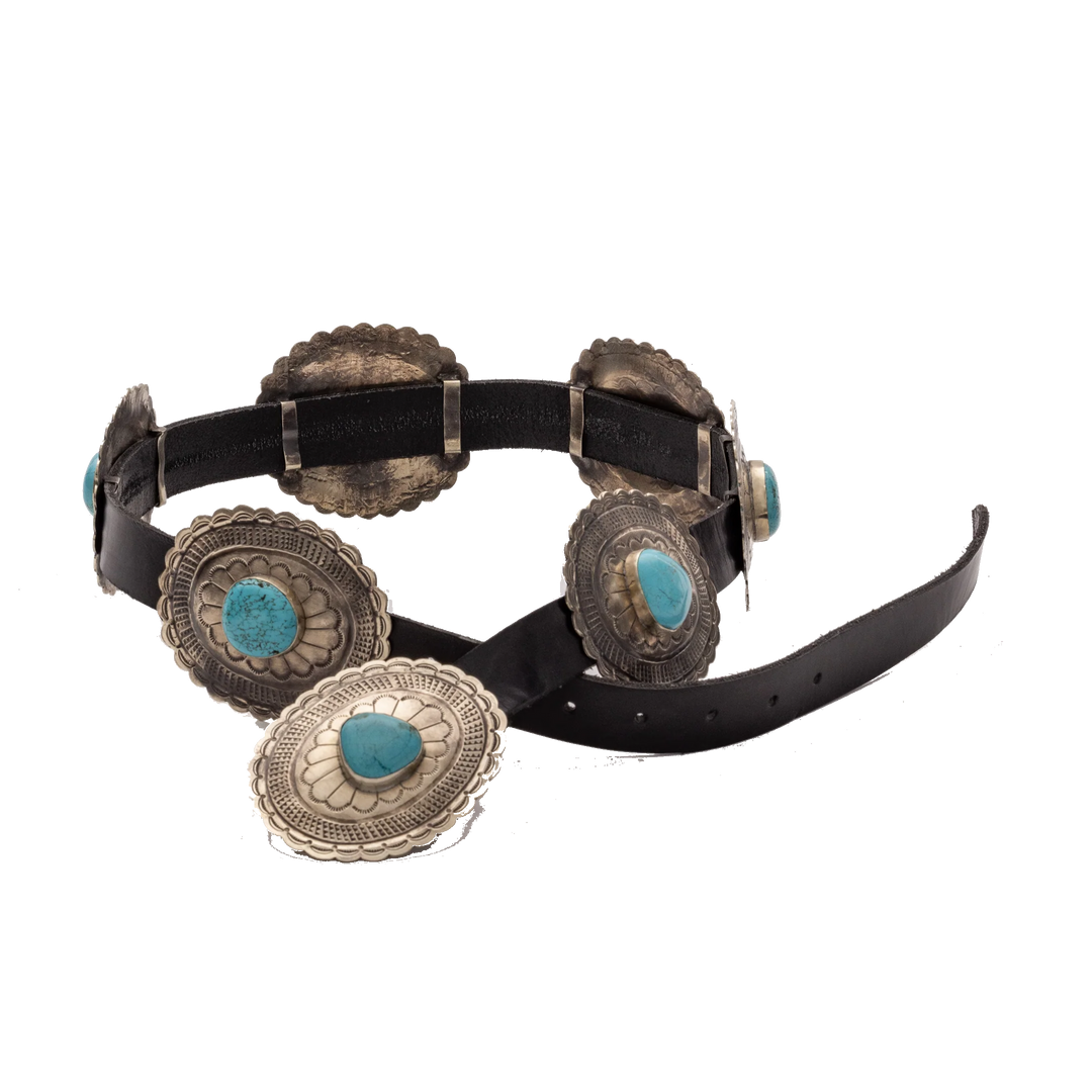 Oval Concho Belt with Turquoise