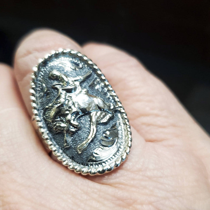 Sterling Silver Ring with Bronc