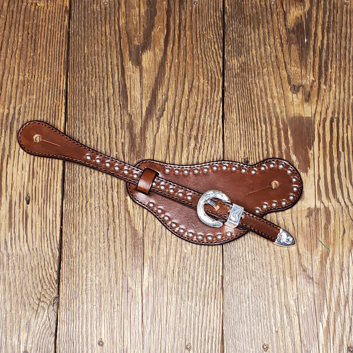 Bib Style Spur Straps with Silver Buckles and Spots