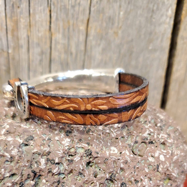 Lucky Horseshoe Leather Bracelet - Brown