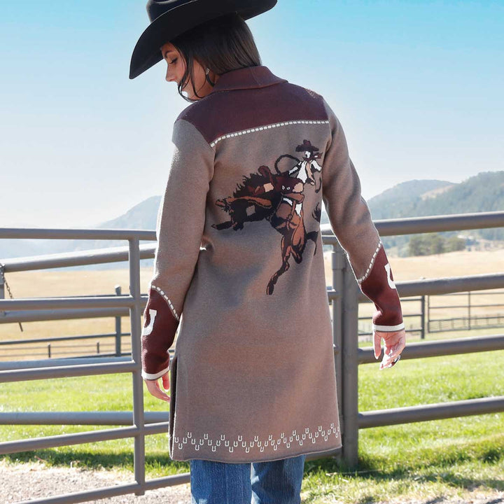 Vintage Cowboy Print Knit Duster