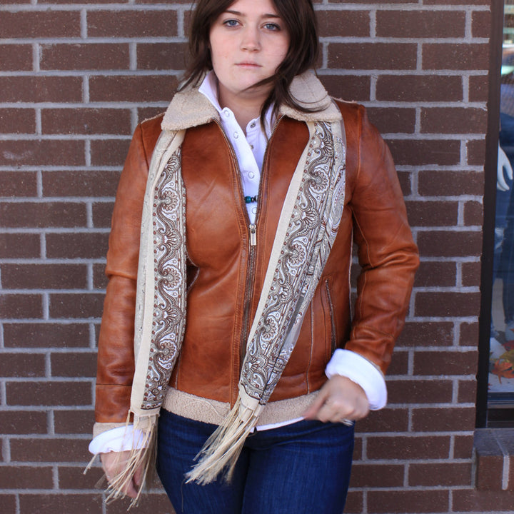 Callie Lambskin Shearling Trim Leather Jacket